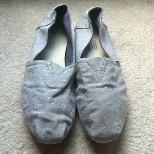 Toms polka dot metallic canvas flats